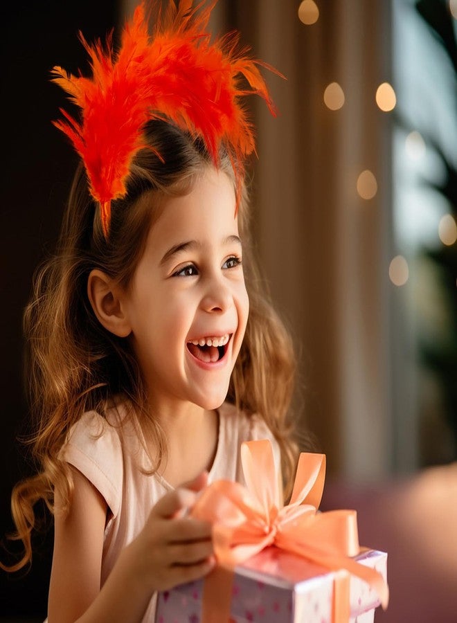 GHGMAO Feather Headband Fascinator for Women Halloween Christmas Cocktail Tea Party 20s 50s 80s Headband Hat (Orange) - Image 3